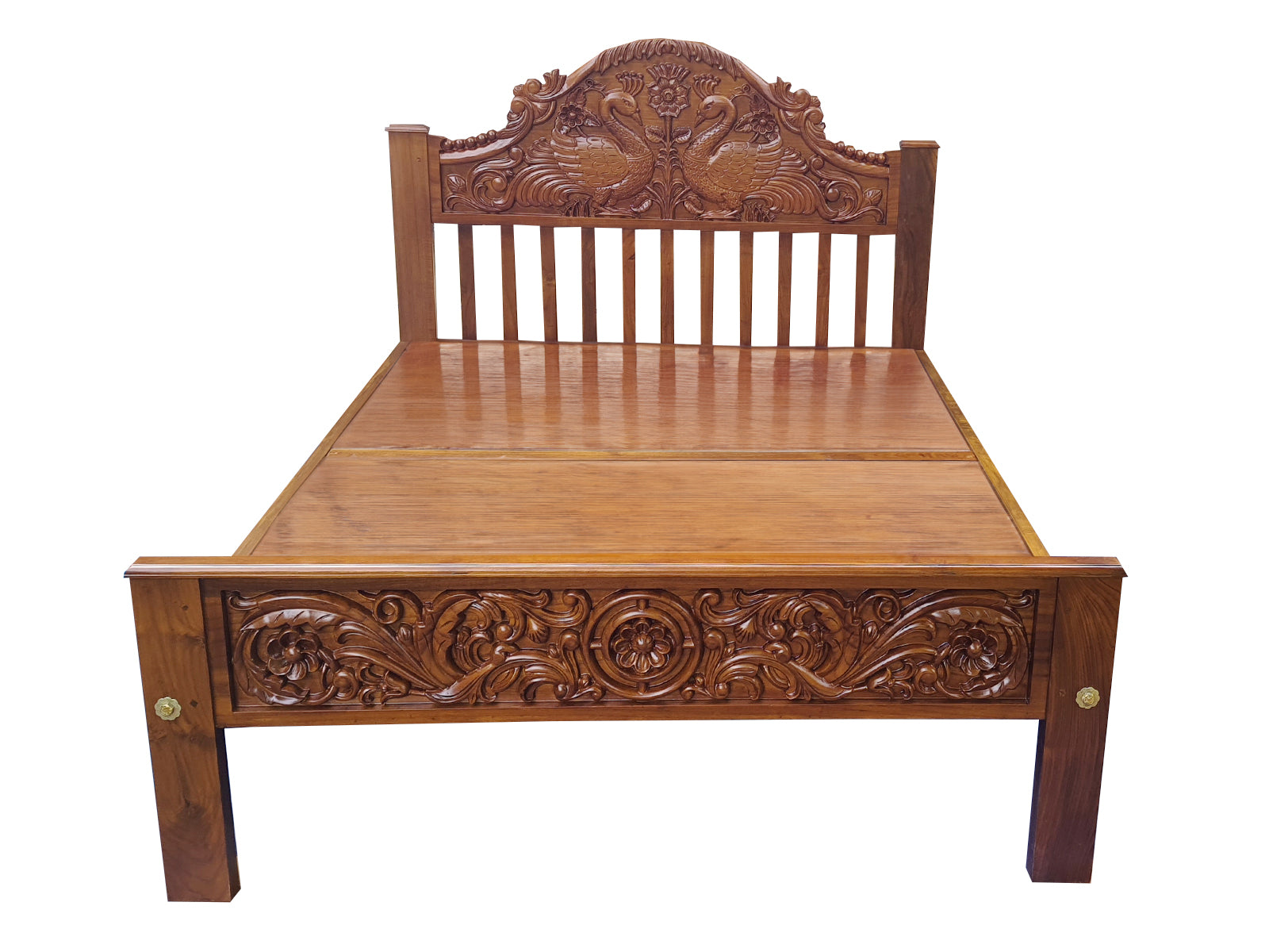 Peacock Headboard-Teakwood Bed