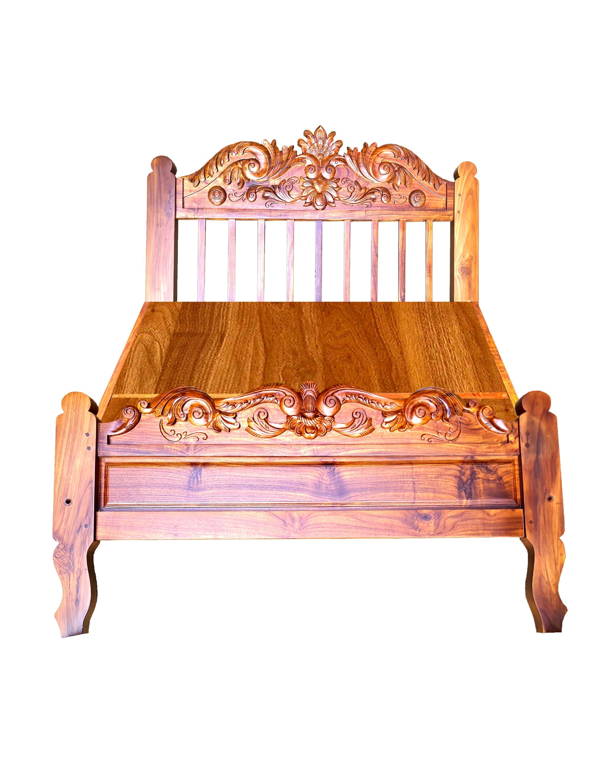 Flower Headboard-Teakwood Bed