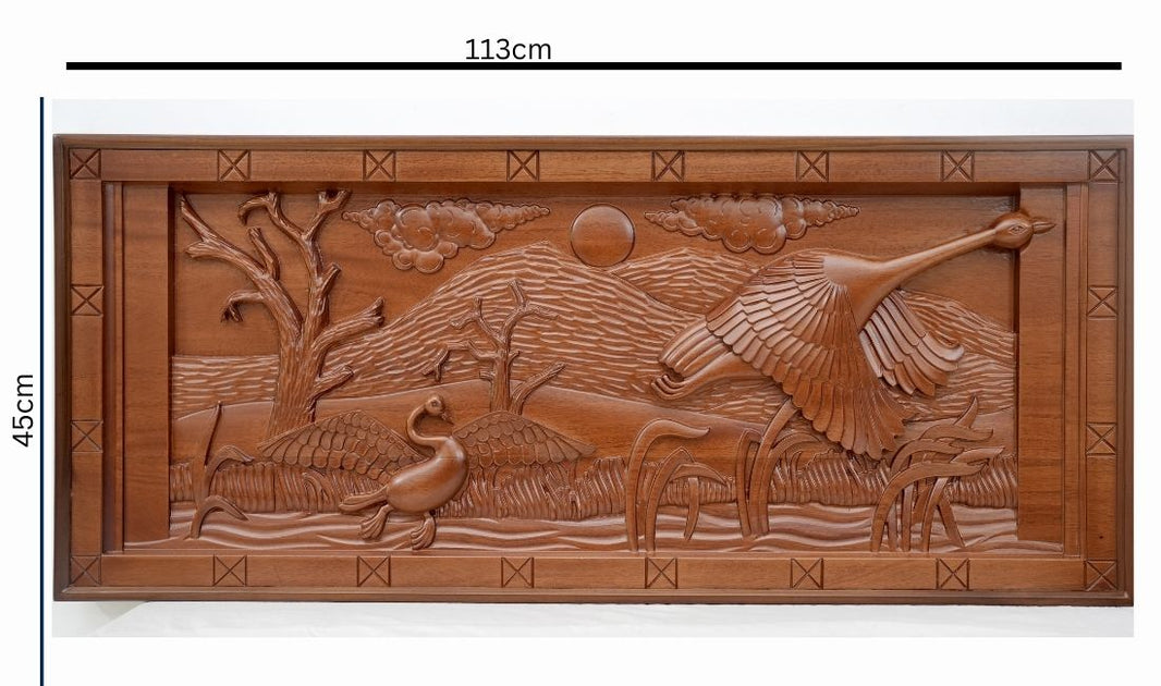 Flying Birds – Hand Carved Wooden Wall Art