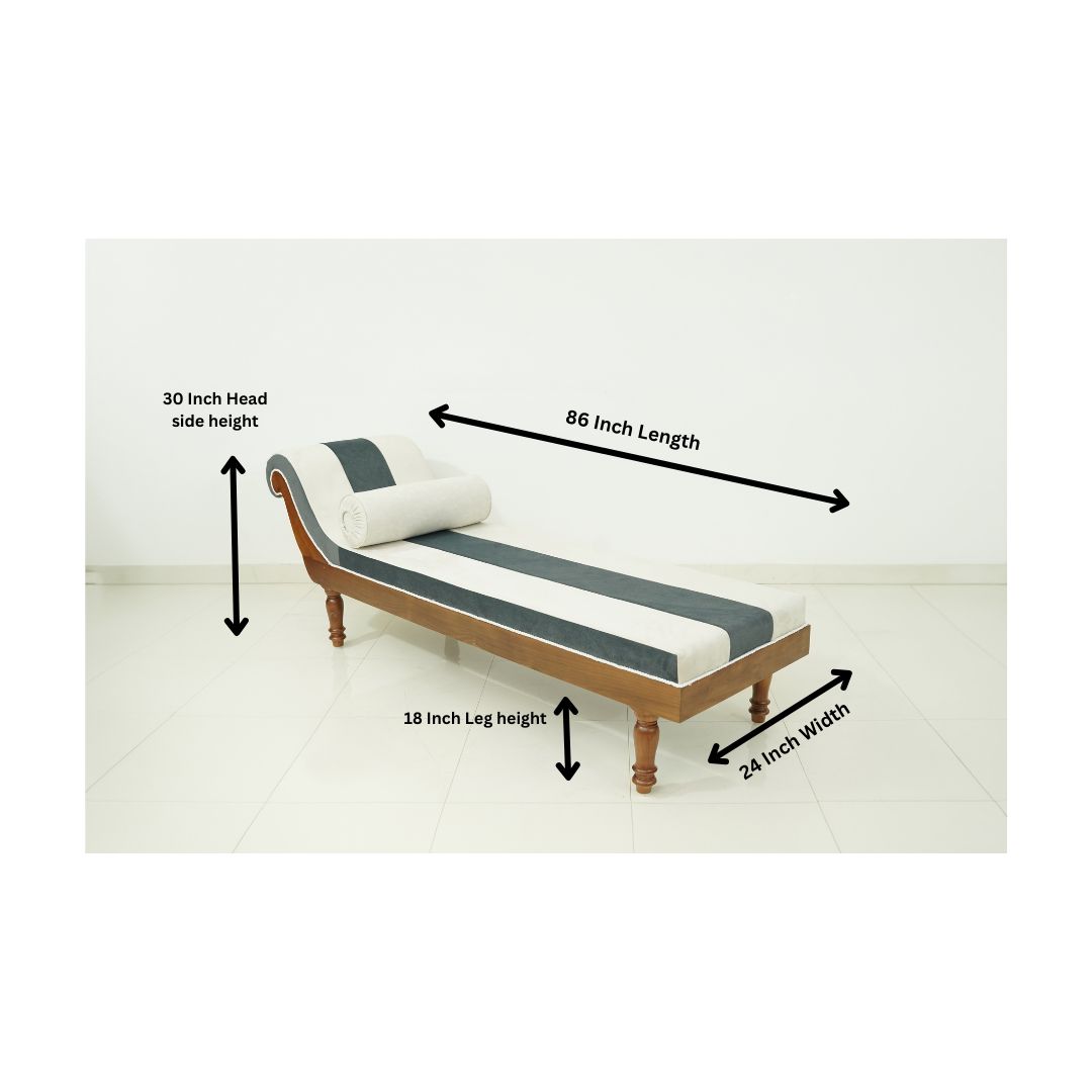#A1 Ocean Stripe – Teak Wood Diwan