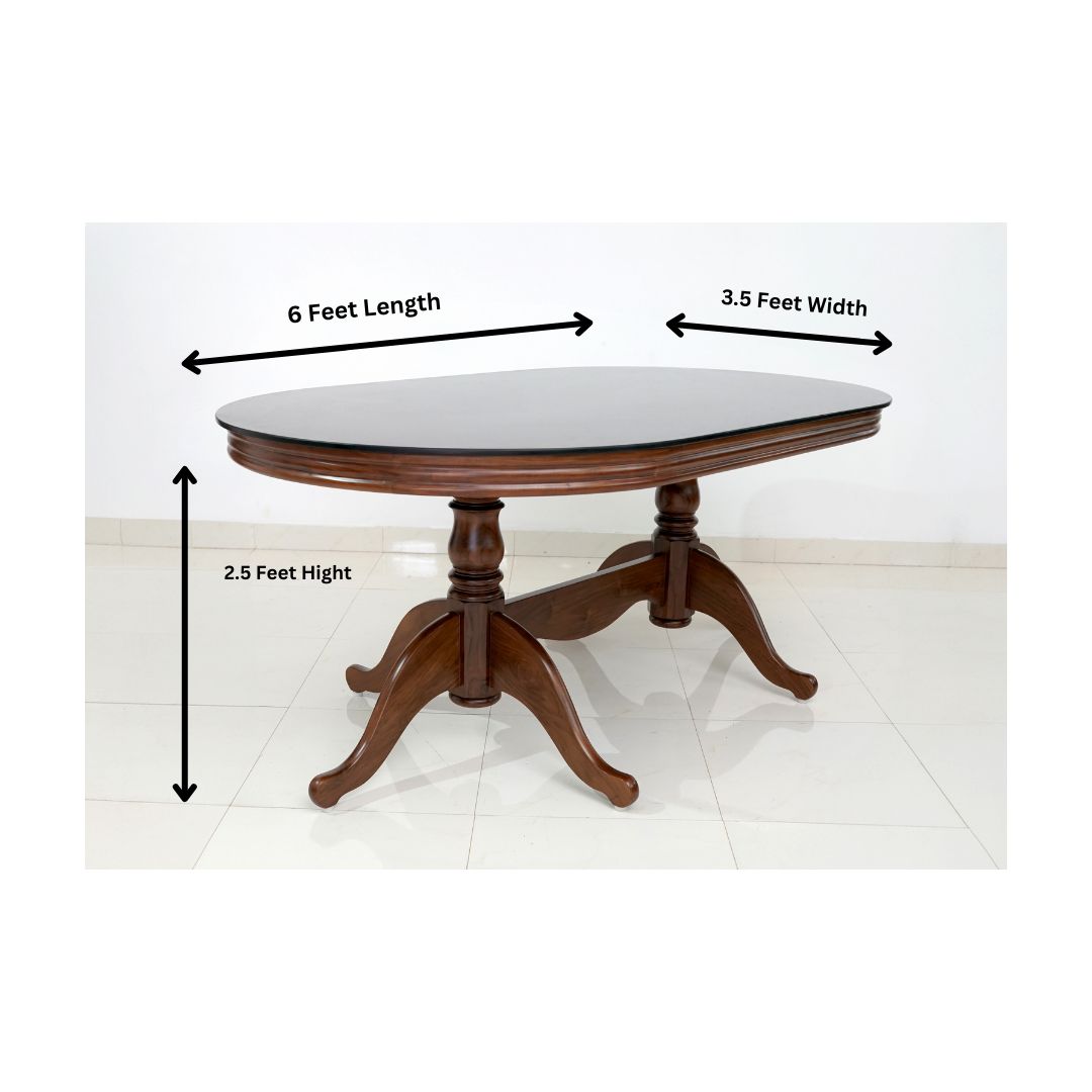 Black Lagoon - Original Teak Wood (Glass Top Dining Table Set)