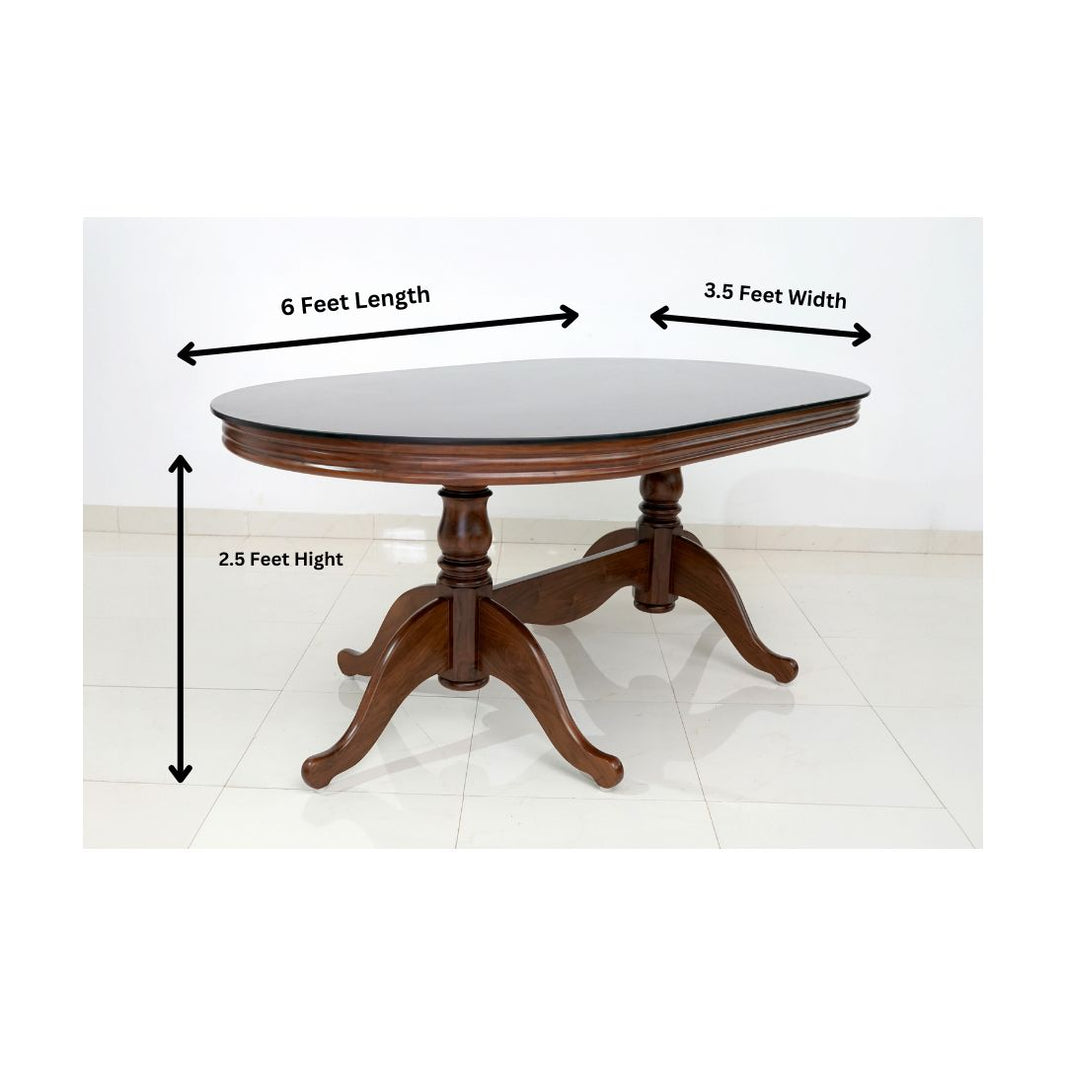 Black Lagoon - Original Teak Wood (Glass Top Dining Table Set)