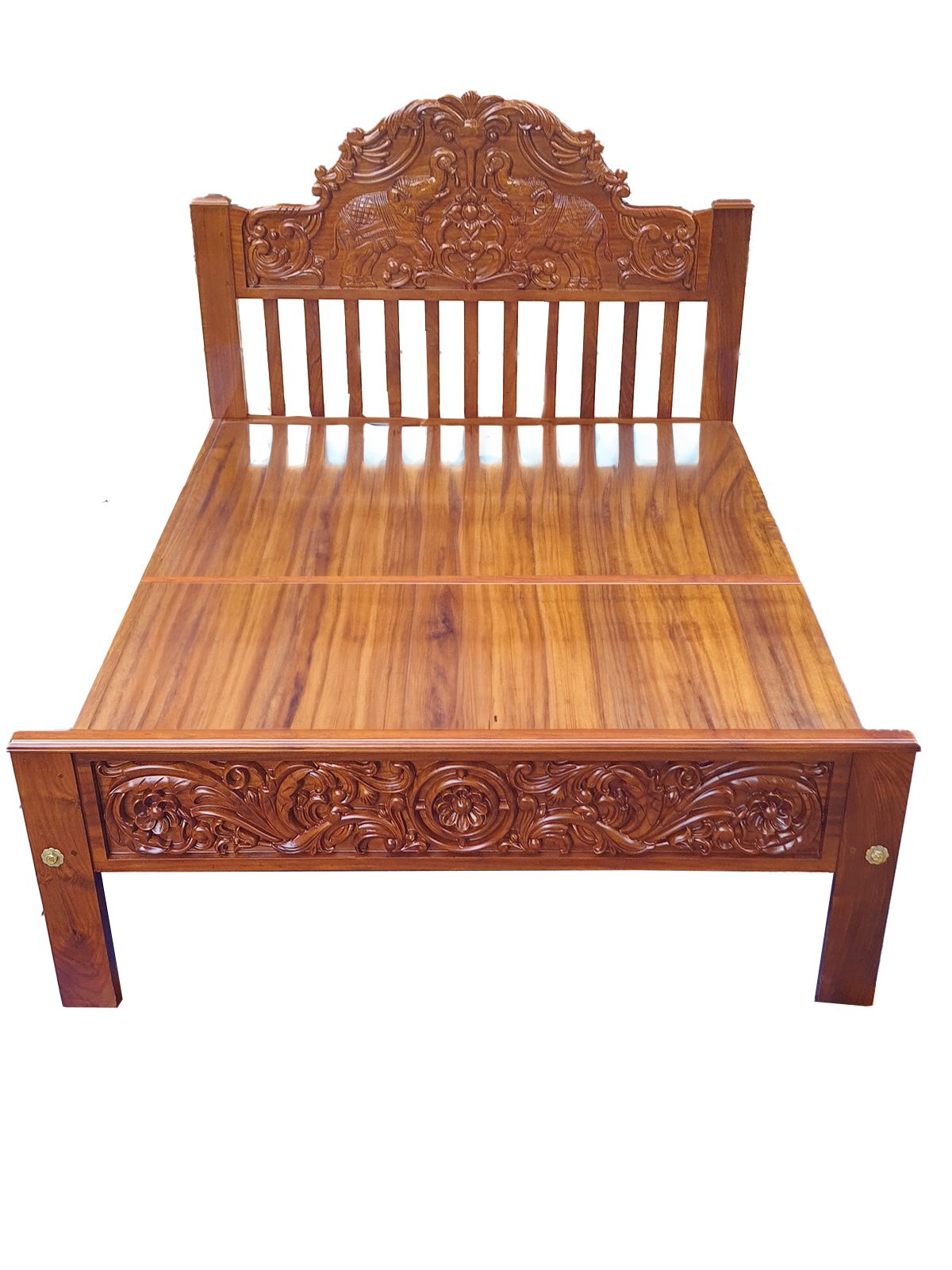 Elephant Headbord-Teakwood Bed