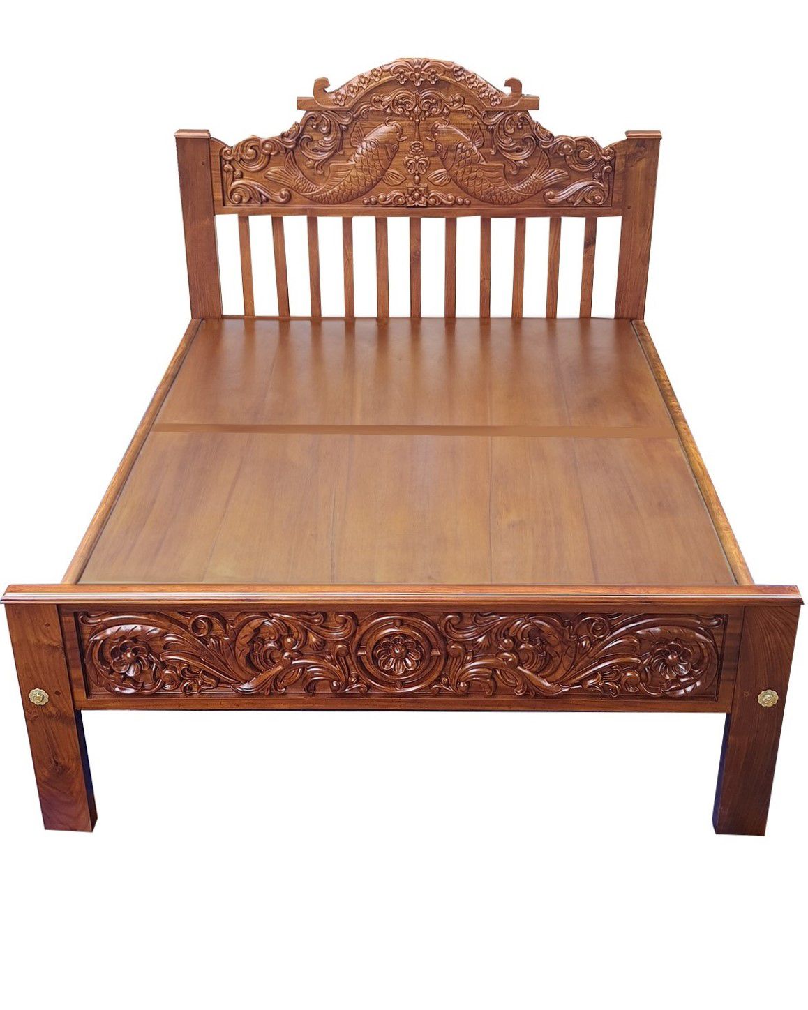 Fish Headboard-Teakwood Bed