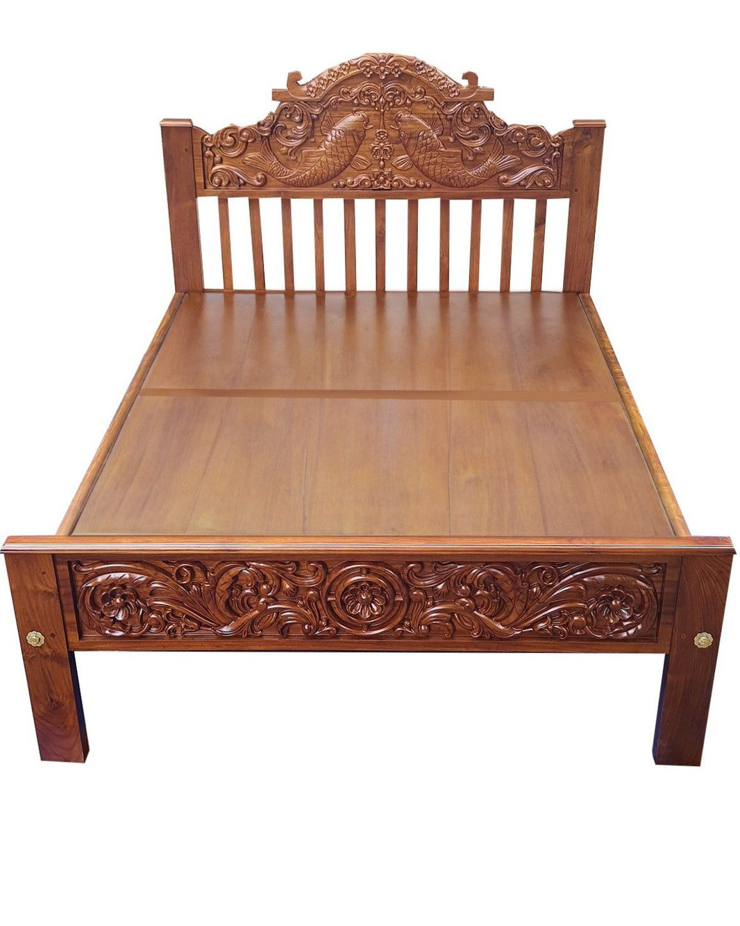Fish Headboard-Teakwood Bed