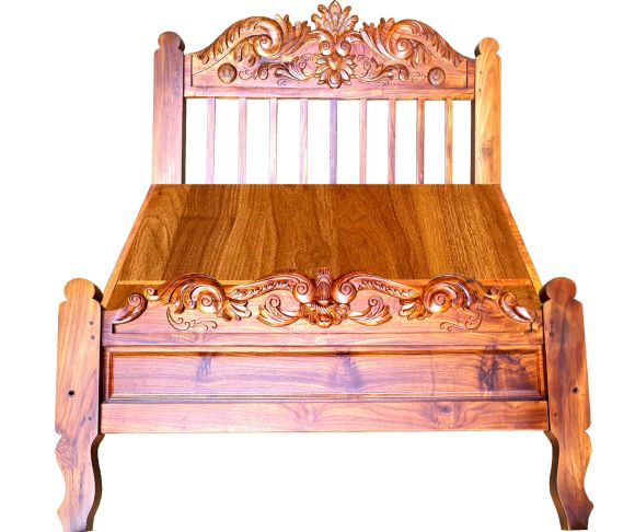 Flower Headboard-Teakwood Bed