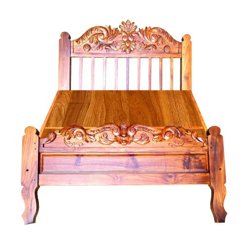 Flower Headboard-Teakwood Bed