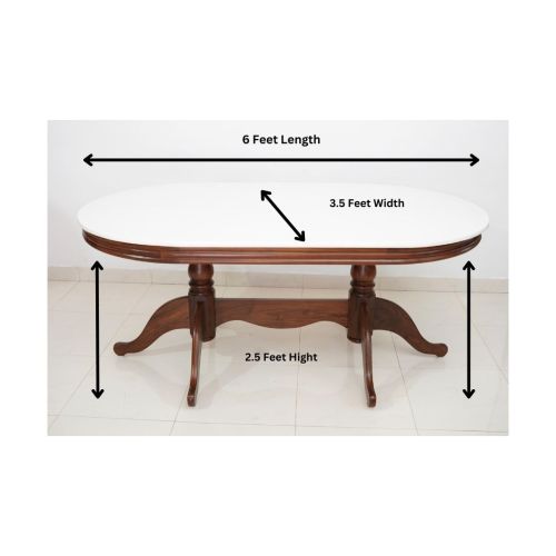 #A1 White Streak – Teak Wood (Marble Top Dining Table Set)