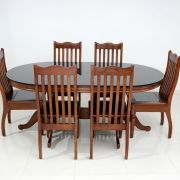 #A1 Black Lagoon – Original Teak Wood (Glass Top Dining Table Set)